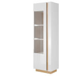 Tempo Magas vitrines szekrény 60, fehér/tölgy grandson/magasfényű fehér, CITY