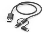Hama Cablu date 3 in 1 HAMA 201536, USB-A - MicroUSB/Lightning/USB-C, 1.5m (Negru) (Hama 201536)