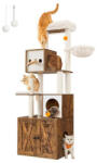 Feandrea Vintage 2-in-1 Macskabútor Alomtálcával és Játékokkal 185 cm Vintage Barna