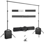  Photo Video Studio háttérállvány, állítható teleszkópos rendszer, hordtáska, 2x3m, Új hozzáadása homokzsák