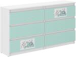  Ifjúsági 6 fiókos Komód 140cm - Barátok - fehér-türkiz