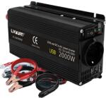  Power Inverter, 2000W kapacitás, DC 12 V AC 220V konverzió, EU aljzat kompatibilitása, 2600W