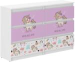  Ifjúsági 6 fiókos Komód 140cm - rózsaszín unikornis