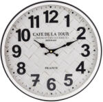 Art-Pol Café De La Tour fekete-fehér kvarc arab számos kerek fém falikaros falióra 40x40x7cm (164090)