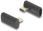 Delock USB Adapter 40 Gbps USB Type-C PD 3.1 240 W csatlakozódugóval - csatlakozóhüvellyel, elforgatott ívelt bal / jobb 8K 60 Hz fém