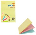 STICK N Bloc de notițe autoadeziv, cu linie, 50x101 mm, 3x90 coli, STICK N "Magic Pad", culori pastelate (21579)