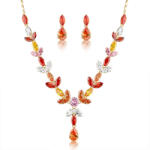  Emporia Kristály Ékszer Szett - Vörös - Nyaklánc & Fülbevaló