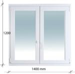 Decco 140x120 Bukó - Nyíló + Nyíló műanyag ablak Decco 71 profil 2 retegű üvegezés