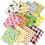  Gyümölcsmintás pamut patchwork szövetkészlet, 12db, 50 x 50 cm, 12dbs, 50 x 50 cm