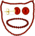  Nugget Szett Vörös Édesvízi Gyönggyel ( Nyaklánc+Fülbevaló+Karkötő ), Y60185