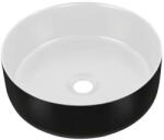 Eros SIMPLE 8 - PULTRA ültethető - Top Counter - porcelán mosdó- MATT FEKETE/FEHÉR - 36 x 36 x 13 cm