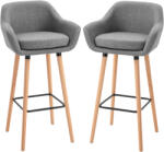 Homcom 2 db kárpitozott bárszék, párna, lábtartó, 55x48x100cm, szürke