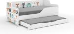  LILU gyerekágy laminált fronttal és oldallal 160x80cm matraccal és ágyazható ágyneműtartóval benne 140x70 cm matraccal - erdei állatok