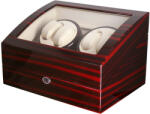  Óraforgató doboz, 4 db + 6 db órához, kívül barna fa magasfényű felület, belül bézs műbőr borítás