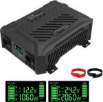  DATOUBOSS Pure Sine Wave Inverter, 1200 W - 3000 W kimenet, 12V/24V automatikus kapcsolás, TY-PSW4000W-A