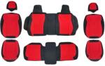  Deluxetuning univerzális autósüléshuzat-szett, textil anyagból, fekete-piros, első-hátsó, osztott ülés