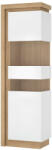Tempo Vitrines szekrény LYOV03P, tölgy riviera/fehér extra magasfényű, LEONARDO