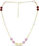  Arannyal Bevont Ezüst Nyaklánc Fehér Édesvízi Kagylógyönggyel és Barackszínű Édesvízi Kagylógyönggyel, Y61531