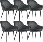 SONGMICS LDC088G01 Luxus Bársony Étkezőszék Szett Karfával Szürke (LDC088G01-6)