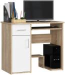 AKORD Furniture Factory Jay Íróasztal - Klasszikus Stílus, Dió Sonoma/Fehér, 90x74x50cm, 1 Fiók, 1 Ajtó, 3 Polc, Billentyűzet Tartó, ABS Szegély, Matt Felület, Laminált Lemez, Összeszerelő Készlet
