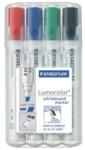 STAEDTLER Markere pentru tablă albă și flipchart, set, vârf teșit, STAEDTLER "Lumocolor 351 B", 4 culori diferite, 4 buc