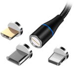 Maxlife Cablu Magnetic 3in1 Usb-c/lightning/micro Usb 1m 3a - Negru (oem001960) - pcone