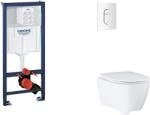 GROHE Rapid SL - Készlet fali beépítéshez, WC, SoftClose ülőkével és Arena Cosmopolitan gombbal, alpesi fehér SANI11BB3130 (SANI11BB3130)