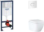 GROHE Rapid SL - Készlet fali beépítéshez, WC, SoftClose ülőkével és Arena Cosmopolitan gombbal, Triple Vortex, alpesi fehér SANI11BB3124 (SANI11BB3124)