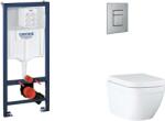 GROHE Rapid SL - Készlet fali beépítéshez, WC, SoftClose ülőkével és Skate Cosmopolitan gombbal, Triple Vortex, csiszolt nemes acél SANI11BB2118 (SANI11BB2118)