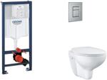 GROHE Rapid SL - Készlet fali beépítéshez, WC, SoftClose ülőkével és Skate Cosmopolitan gombbal, csiszolt rozsdamentes acél SANI11BB2115 (SANI11BB2115)