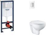 GROHE Rapid SL - Készlet fali beépítéshez, WC, SoftClose ülőkével és Skate Cosmopolitan gombbal, Moon White SANI11BB3119 (SANI11BB3119)