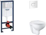 GROHE Rapid SL - Készlet fali beépítéshez, WC, SoftClose ülőkével és Arena Cosmopolitan gombbal, alpesi fehér SANI11BB3120 (SANI11BB3120)