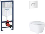GROHE Rapid SL - Készlet fali beépítéshez, WC, SoftClose ülőkével és Arena Cosmopolitan gombbal, alpesi fehér SANI11BB3132 (SANI11BB3132)
