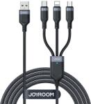 JOYROOM S-1T3018A18 3in1 USB Type-A apa - USB Type-C / Micro USB Type-B / Lightning Adat és töltő kábel - Fekete (1.2m) (S-1T3018A18) (S-1T3018A18)