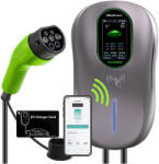 Qoltec Elektromos autó töltőállomás 2-in-1 Type2 22kW Wi-fi LCD RFID 3 fázis Falra szerelhető 5m (52430)