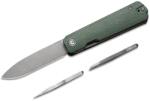 CIVIVI Mâner din Micarta Verde Include 1 Buc. Pensetă din Oțel & Scobitoare în Mâner Gri Stonewashed
