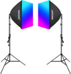 Neewer NK800 készlet két softbox + izzók RGB 24W 2700-6500K + állványok + pajzsok (B0CF55TW5J) - blacktip