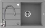 Laveo SRP_511T+SAP4-F090GY - LAVEO RINA 1CS 790x480 egymedencés csepptálcás gránit mosogató dugókiemelős szürke + ZEGOR csaptelep szürke (SRP_511T+SAP4-F090GY)
