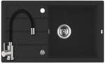 Laveo SRP_711T+SAP4-F090KB - LAVEO RINA 1CS 790x480 egymedencés csepptálcás gránit mosogató dugókiemelős szemcsés fekete + ZEGOR csaptelep fekete (SRP_711T+SAP4-F090KB)