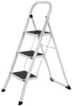 SONGMICS TÜV Tanúsított Acél Összecsukható Létra 3 Fokos Fehér (EUZ-GSL03WT)
