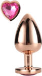 DreamToys Gleaming Love - plug anal aluminiu cu piatră inimă - mărime M - roz auriu
