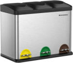 SONGMICS Szelektív szemeteskuka 3x15L, ezüst (LTB45L) - deco24