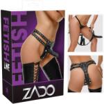ZADO - bőr alsó külső + 2 belső dildóval (fekete) - erotikashow