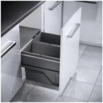 Hailo Hulladékgyűjtő szemetes 600 mm, 2x28 literes, sötétszürke, csillapított csukódással (HMK_3610841)