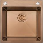 Kevmil MEX 500 x 500 mm réz, extra mély mosogatótálca, szűrőkosaras leeresztővel, ajándék szappanadagolóval (MEX500500RE)