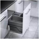 Hailo Hulladékgyűjtő szemetes 600 mm, 1x28 + 2x13 literes, sötétszürke, csillapított csukódással (HMK_3610851)