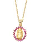 HARAHU Szűz Mária Medailon Nyakék - Arany/Rózsaszín KP38856