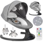 MoMi Lami Kenani ringató-zenélő elektromos babahinta és pihenőszék, sőtétszürke