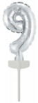 Amscan Silver, Ezüst 9-es szám fólia lufi tortára 13 cm (DPA9912693)
