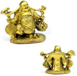  Buddha Abundenta Vesel cu Sceptrul Puterii si Bani - Figurina din Bronz - 110 x 110 x 60 mm - 1 Buc